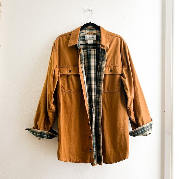 VINTAGE L.L. BEAN Canvas Chore Work Jacket/Shacket Field Overshirt 100% Cotton - Picture 1 of 9